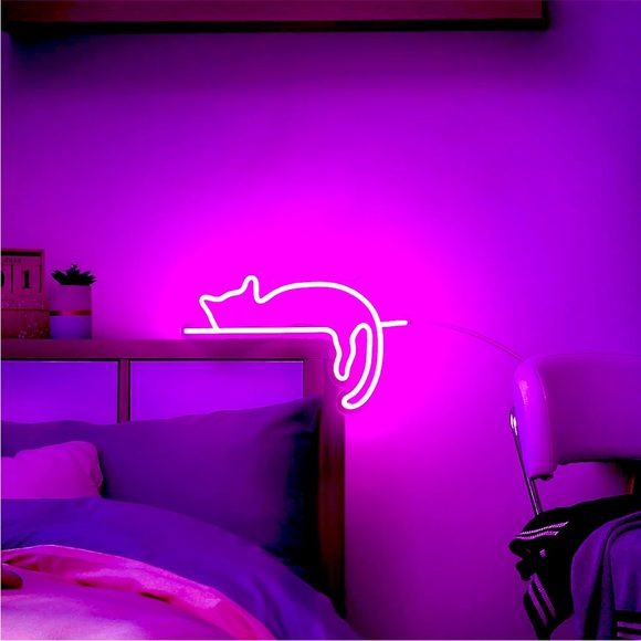 Neon Pink Resting Lounging Kitty Cat Animal LED Neon Party Light Wall Dorm Decor - Picture 3 of 6